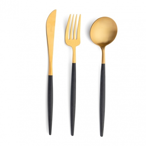 Goa matte gold, Cutipol - faca de mesa, garfo de mesa, colher de mesa