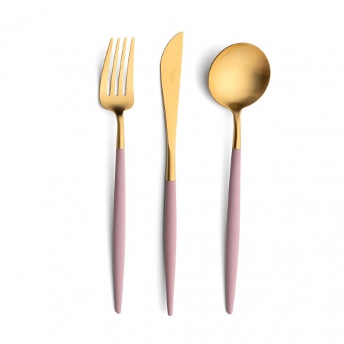 Goa pink matte gold, Cutipol - garfo de mesa, faca de mesa, colher de mesa