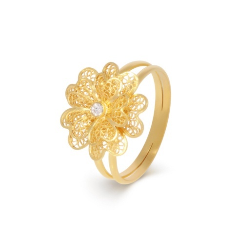 Anel flor ouro  T14