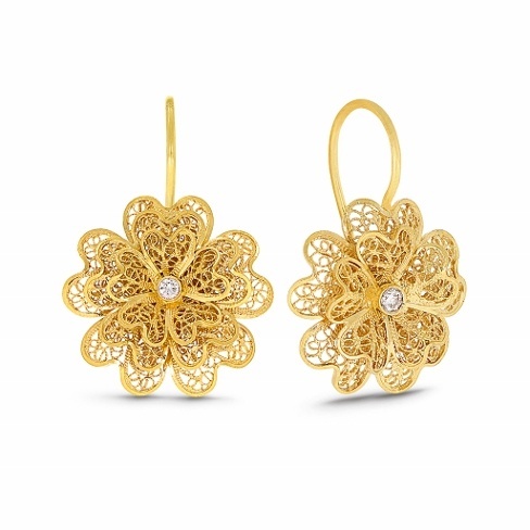 Brincos flor ouro