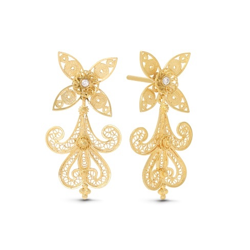 Brincos ouro e diamantes