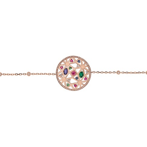 Pulseira Colorful Gemstones Ouro Rosa Diamantes