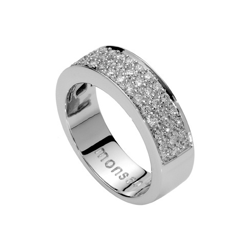 Monseo Anel  Ouro Branco 19,2K Diamantes. Compre o seu  anel noivado online
