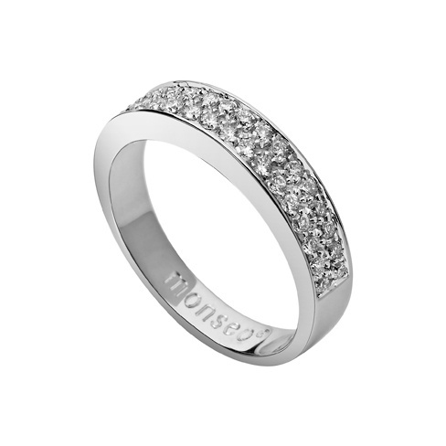 Monseo Anel  Ouro Branco 19,2K Diamantes . Compre anel noivado a crédito e online