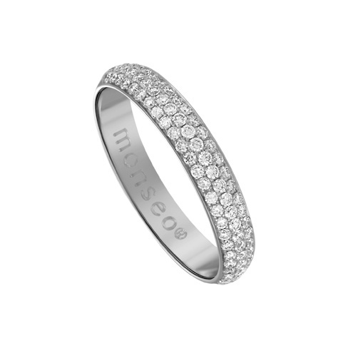 Monseo Anel Ouro Branco 19,2K  Diamantes Classic Pavê. compre o seu anel intemporal  online