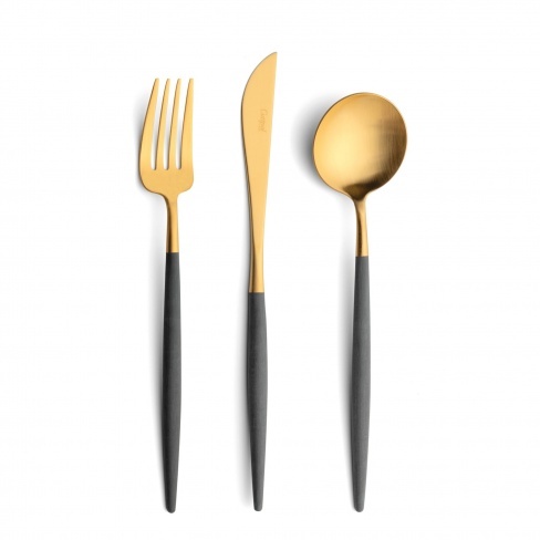 Goa Grey Matte Gold, Cutipol - garfo de mesa, faca de mesa, colher de mesa