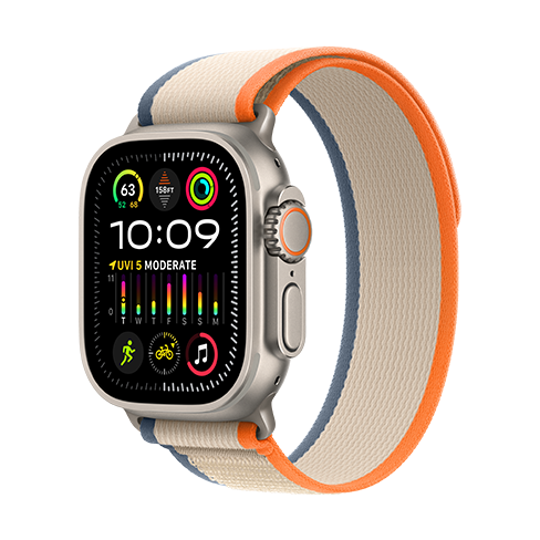 Apple Watch Ultra 2 Titânio Cellular 49mm, Bracelete Laranja/Beje Trail - S/M