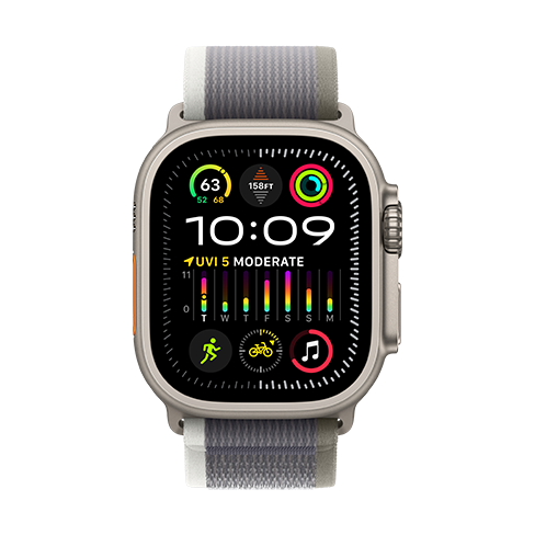 Apple Watch Ultra 2 Titânio Cellular 49mm, Bracelete Verde/Cinza Trail - S/M