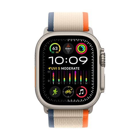 Apple Watch Ultra 2 Titânio Cellular 49mm, Bracelete Laranja/Beje Trail - S/M