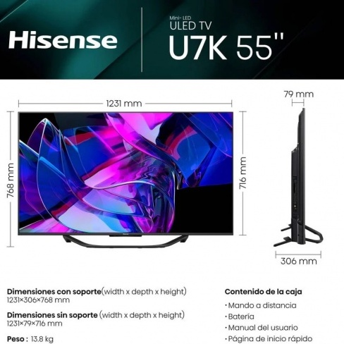 TV HISENSE 55U7KQ (Mini LED - ULED 4K - 55'' - 139 cm - Smart TV)