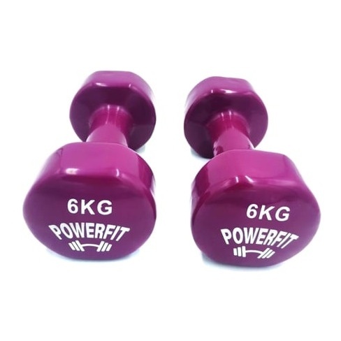 Halteres POWERFIT Extremidade Plana Castanho (6 Kg)