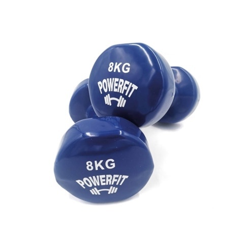 Halteres POWERFIT Extremidade Plana Azul (8 Kg)