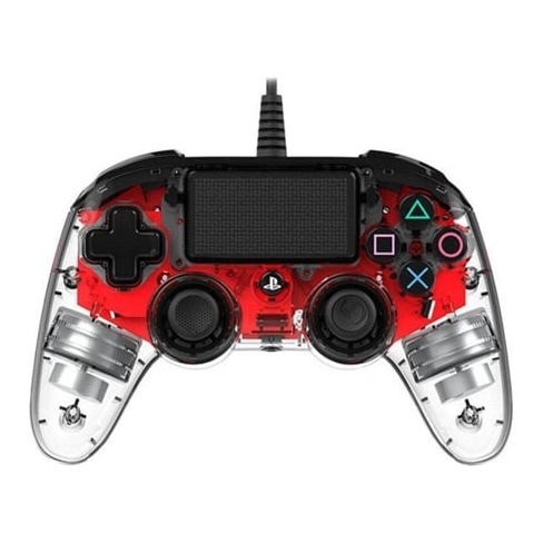 Comando PS4 NACON Wired Illuminated Compact Controller em Vermelho e transparent