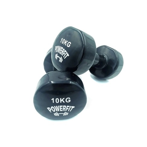 Halteres POWERFIT Extremidade Plana Preto (10 Kg)