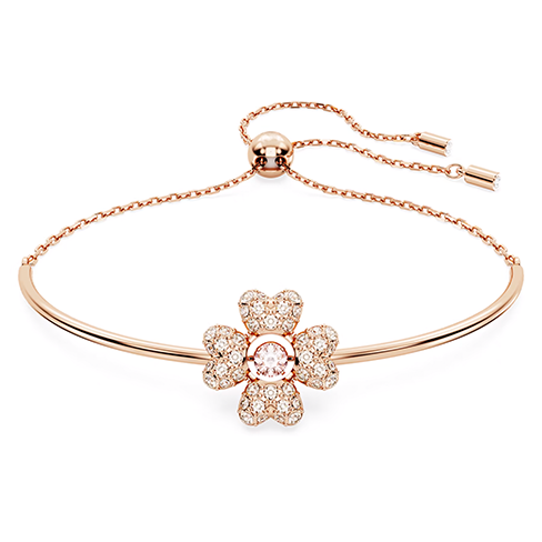 Pulseira Idyllia Trevo de quatro folhas, Branca, Lacado a rosa dourado