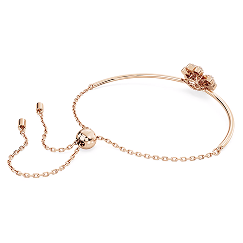 Pulseira Idyllia Trevo de quatro folhas, Branca, Lacado a rosa dourado