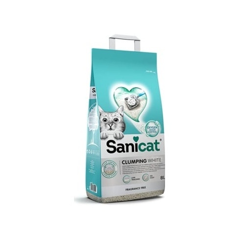 Areia Absorvente Aglomerante para Gatos SANICAT Clumping White (8L)