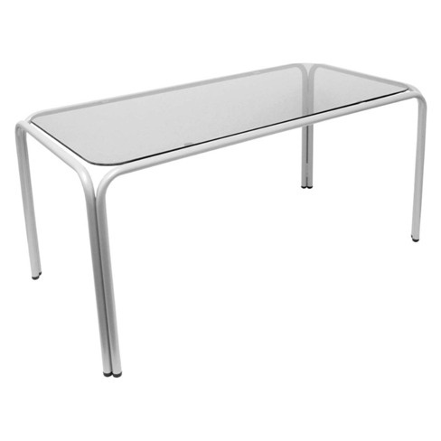 Mesa de Apoio PIQUERAS Y CRESPO Vega Prateado (100x50cm - Vidro)