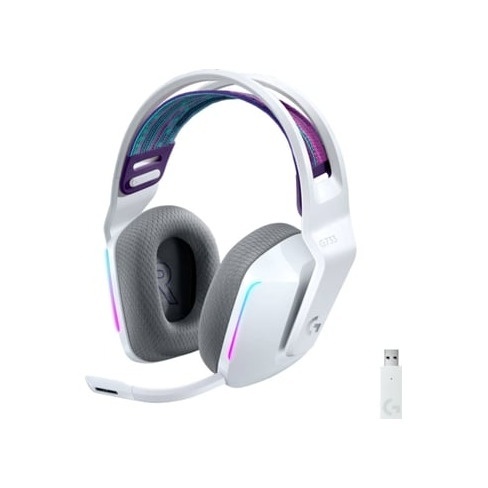 Auscultadores Gaming Bluetooth LOGITECH G733 (Over Ear - Microfone - Branco)