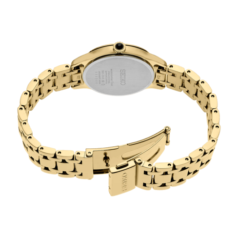 Relógio Seiko Ladies Quartzo 12 Diamantes Dourado