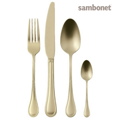 Faqueiro SAMBONET Coleção ROYAL Antique PVD Champagne 24 peças
