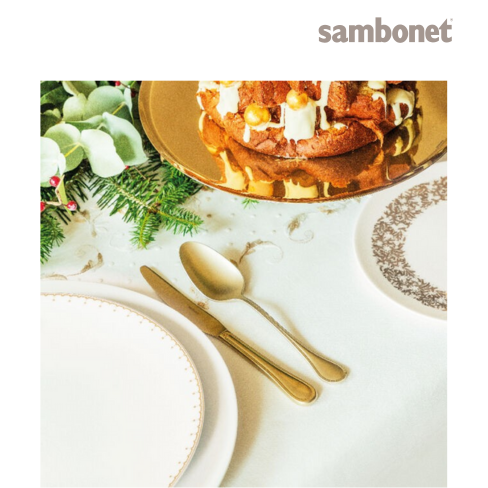 Faqueiro SAMBONET Coleção ROYAL Antique PVD Champagne 24 peças