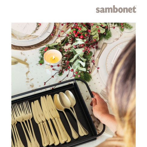 Faqueiro SAMBONET Coleção ROYAL Antique PVD Champagne 24 peças