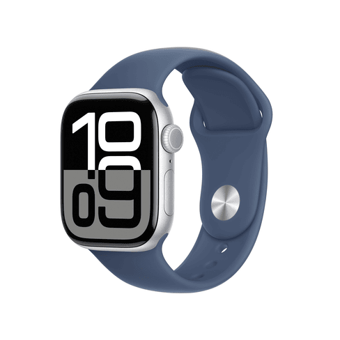 Apple Watch S10 GPS 42mm Silver Aluminium Case with Denim Sport Band - S/M
