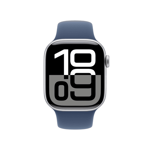 Apple Watch S10 GPS 42mm Silver Aluminium Case with Denim Sport Band - S/M