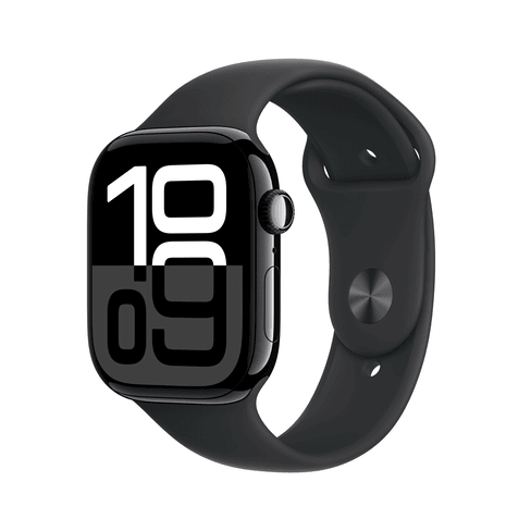 Apple Watch S10 GPS 46mm Jet Black Aluminium Case with Black Sport Band - S/M