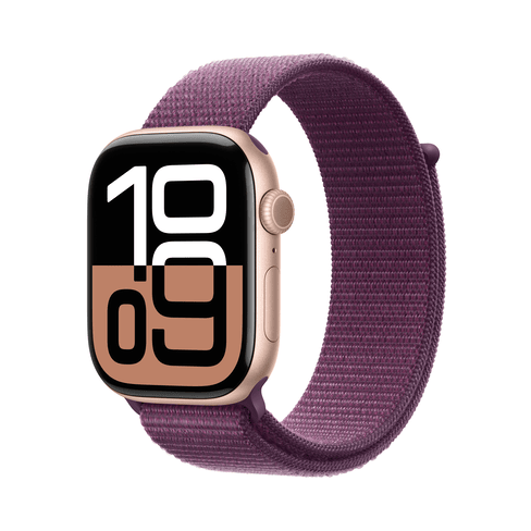 Apple Watch S10 GPS 46mm Rose Gold Aluminium Case with Plum Sport Loop