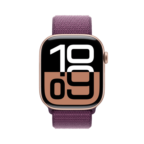 Apple Watch S10 GPS 46mm Rose Gold Aluminium Case with Plum Sport Loop