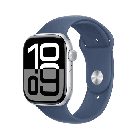 Apple Watch S10 GPS 46mm Silver Aluminium Case with Denim Sport Band - S/M