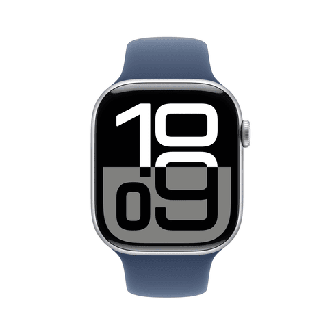 Apple Watch S10 GPS 46mm Silver Aluminium Case with Denim Sport Band - S/M