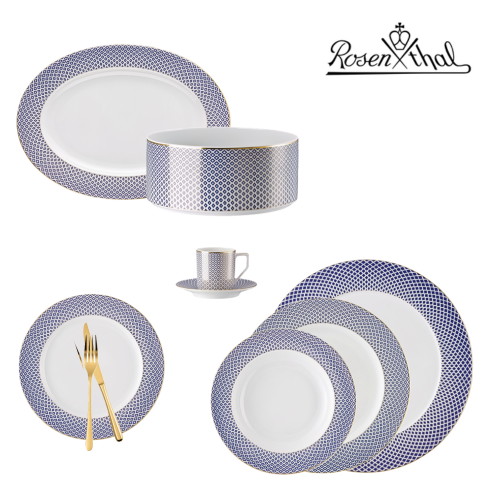 Serviço ROSENTHAL Coleção FRANCIS CARREAU BLEU 38 peças Porcelana