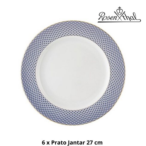 Serviço ROSENTHAL Coleção FRANCIS CARREAU BLEU 38 peças Porcelana