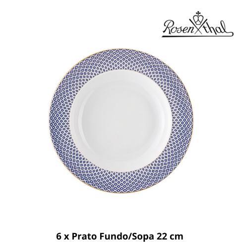 Serviço ROSENTHAL Coleção FRANCIS CARREAU BLEU 38 peças Porcelana