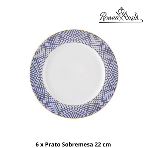 Serviço ROSENTHAL Coleção FRANCIS CARREAU BLEU 38 peças Porcelana