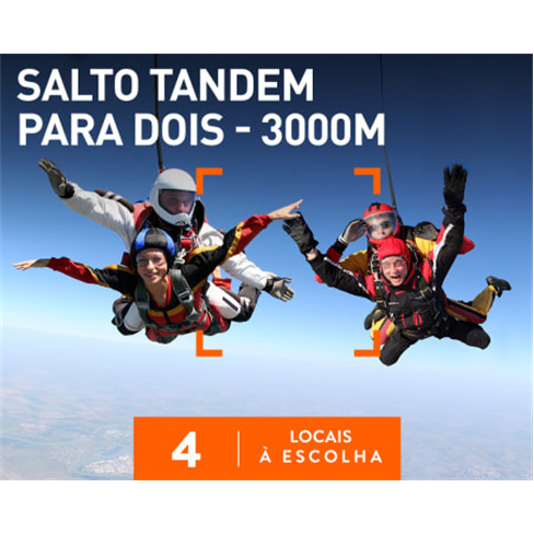 Salto Tandem a 3.000 Metros para Dois | 4 Locais à Escolha