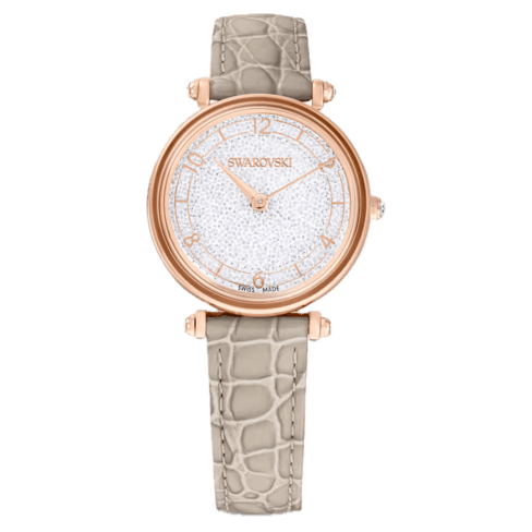 Relógio Crystalline Wonder Fabrico suíço, Pulseira de couro, Bege