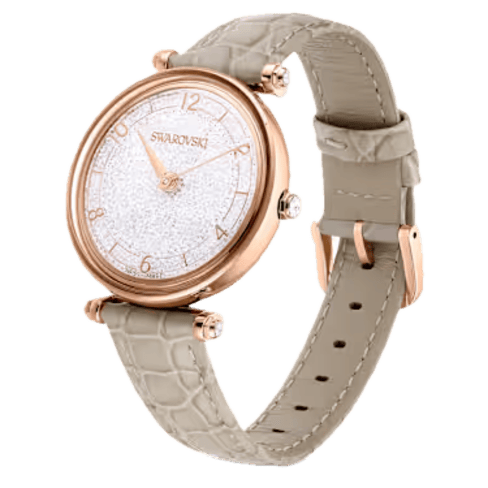 Relógio Crystalline Wonder Fabrico suíço, Pulseira de couro, Bege
