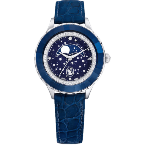 Relógio Octea Moon Fabrico suíço, Lua, Pulseira de couro, Azul