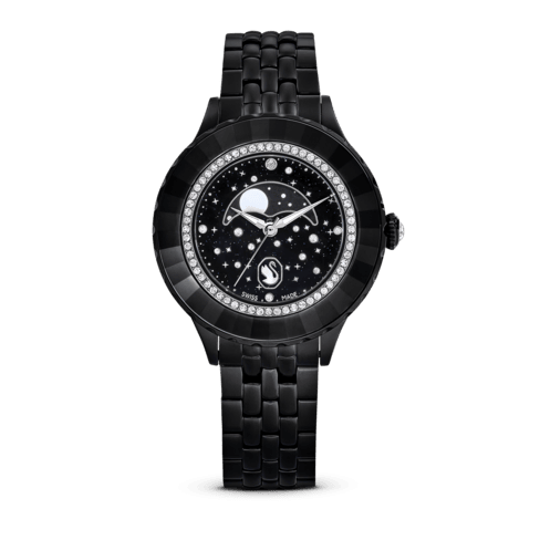 Relógio Octea Moon Fabrico suíço, Lua, Pulseira de metal, Preto