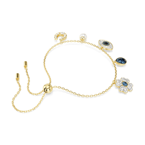 Pulseira Symbolica Crystal Pearl, Trevo de quatro folhas, olho grego e ferradura