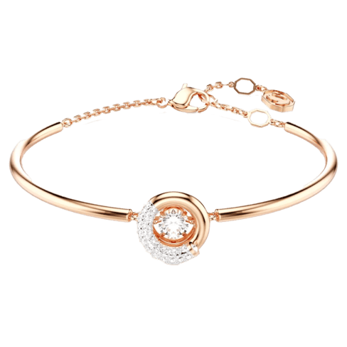 Bracelete Dextera Lapidação redonda, Branca, Lacado a rosa dourado