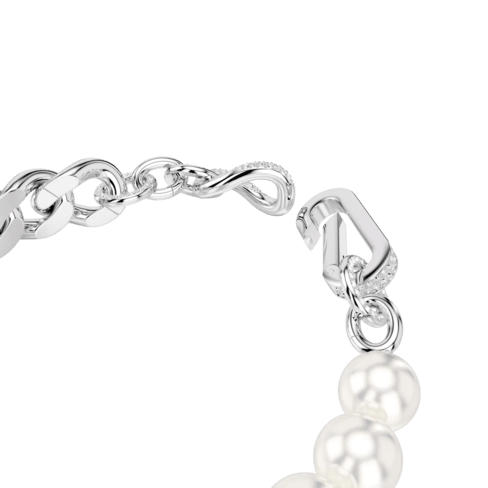 Pulseira Dextera Crystal Pearl, Ligações mistas, Branca, Lacado a ródio