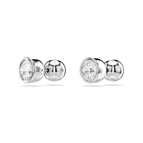 Brincos stud Imber Lapidação redonda, Branco, Lacado a ródio