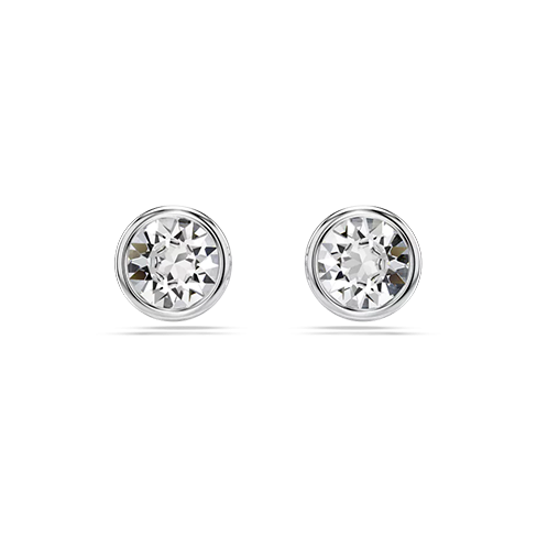 Brincos stud Imber Lapidação redonda, Branco, Lacado a ródio
