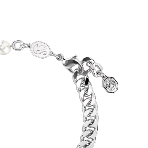 Pulseira Dextera Pavé, Crystal Pearl, Branca, Lacado a ródio