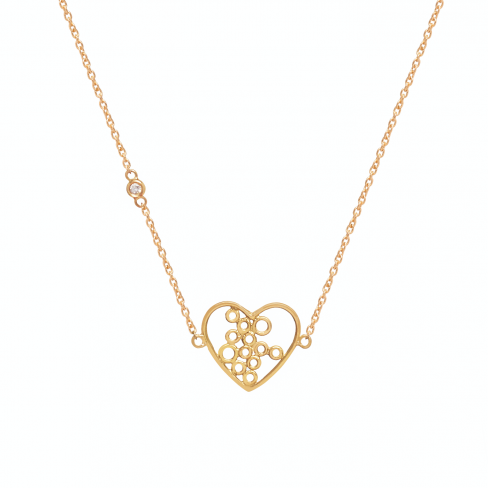 Colar CÍRCULOS Coração em OA e Diamantes